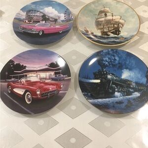 Set of Four Decorative Plates with Vintage Scenes. Collectable!